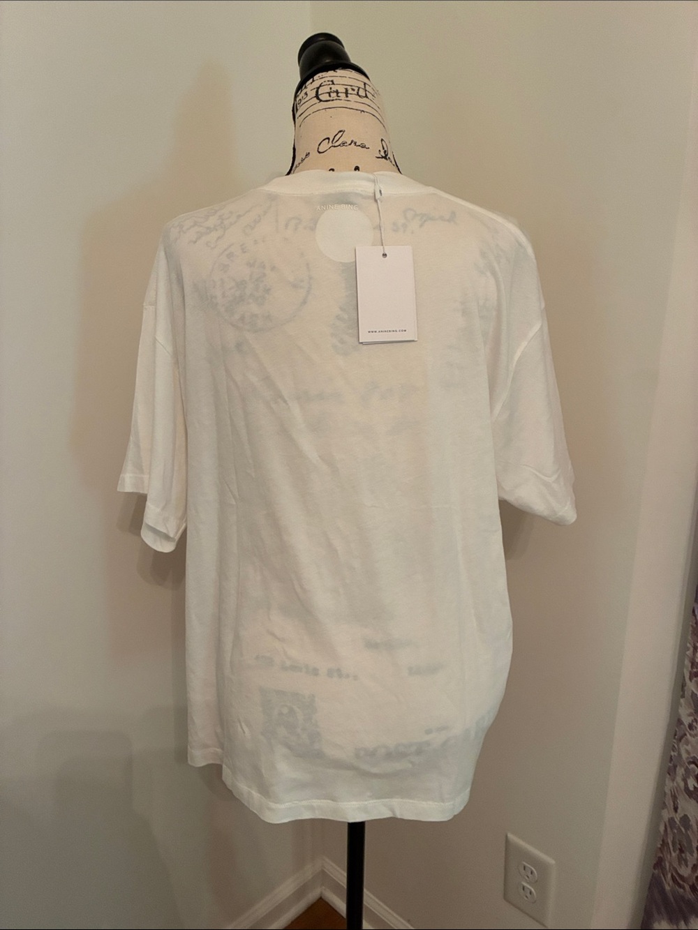 Anine Bing Cade Tee with Hearts (Ivory & Black) - Picture 10 of 17